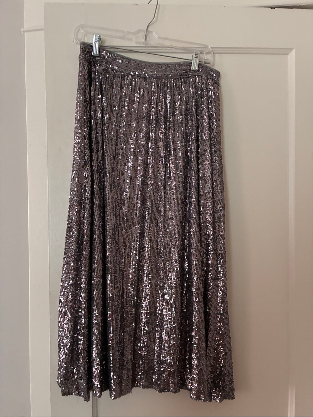 Sequin midi party Skirt - Silver